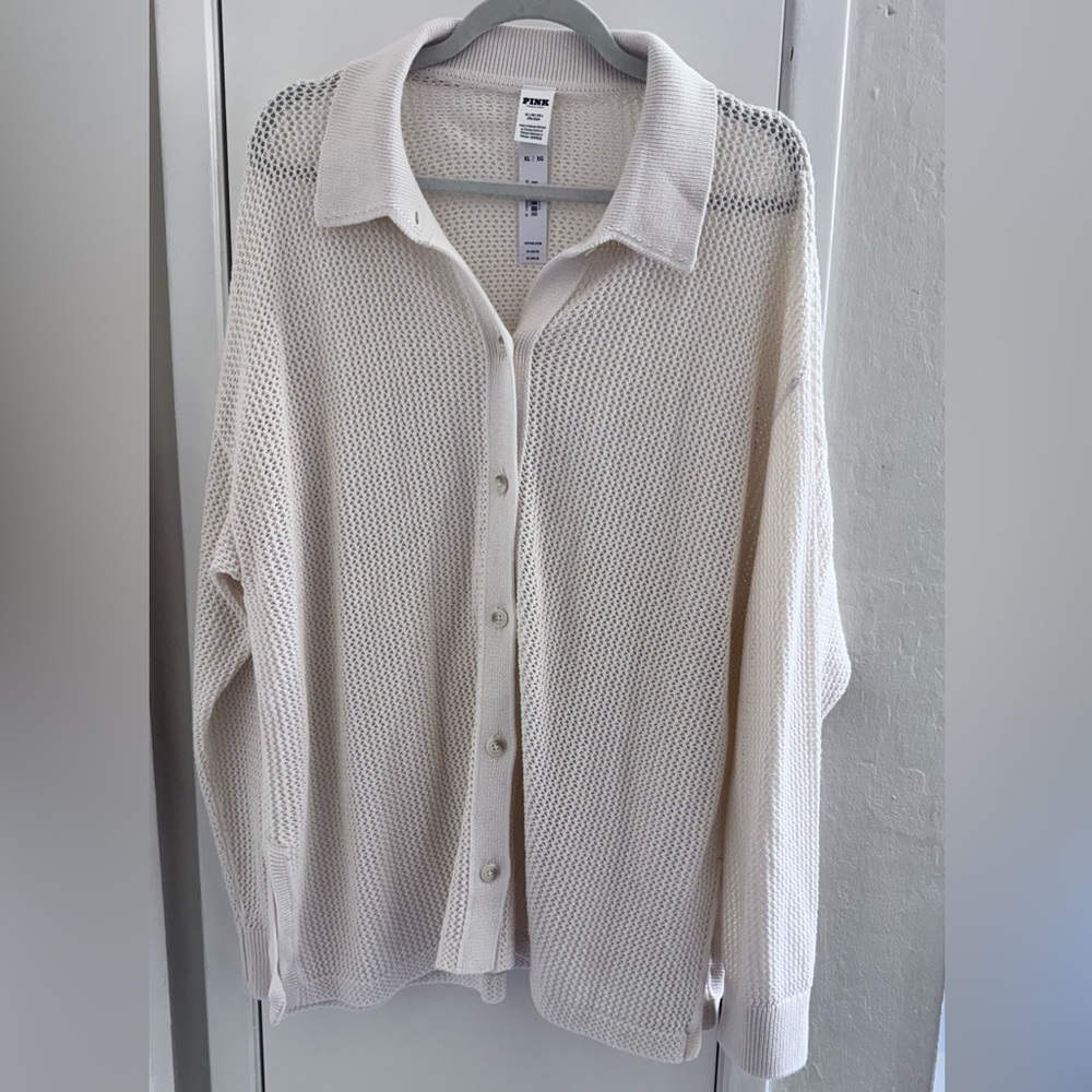 NWT - PINK by Victoria’s Secret Open-Knit Button-Front Sweater